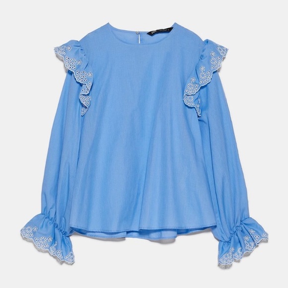 NWT Zara cotton embroidered eyelet blouse - Picture 8 of 13